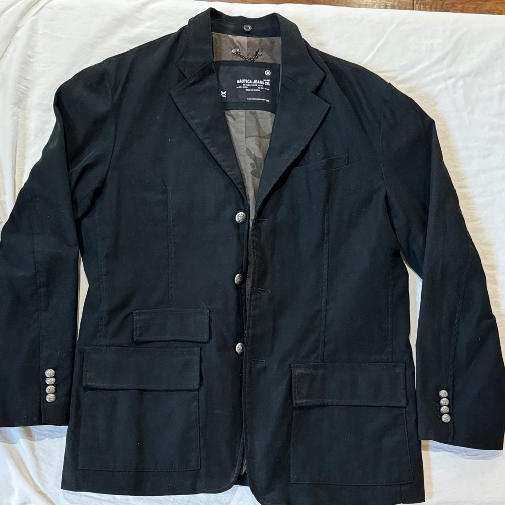 Nautica Charcoal Blazer with Silver Buttons.
